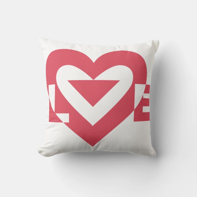 Coussin Graphique d'amour cool, rose cerise (Recto)