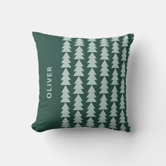 Coussin Graphique d'arbre de Noël vert bleu géométrique mo (Recto)