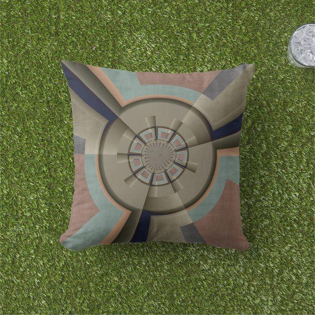 Coussin Graphique d'art fractal de l'harmonie des couleurs (Herbe)