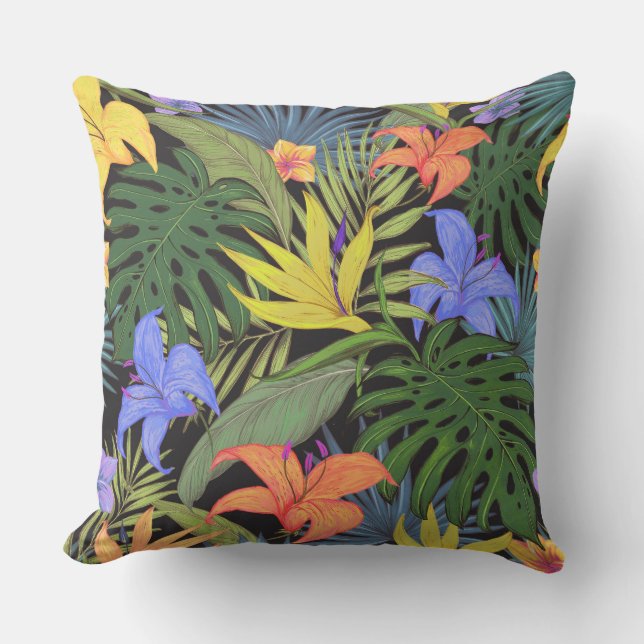 Coussin Graphique de fleur d'Aloha de Hawaii tropical (Recto)