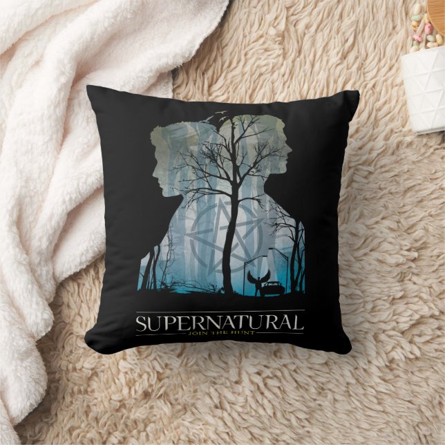 Coussin Graphique de la forêt surnaturelle de Winchester B (Couverture)