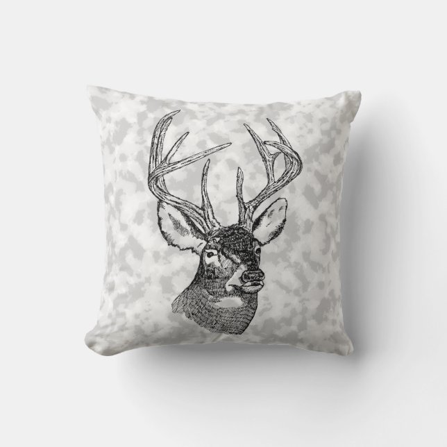 Coussin Graphique de l'art du cerf Vintage (Recto)