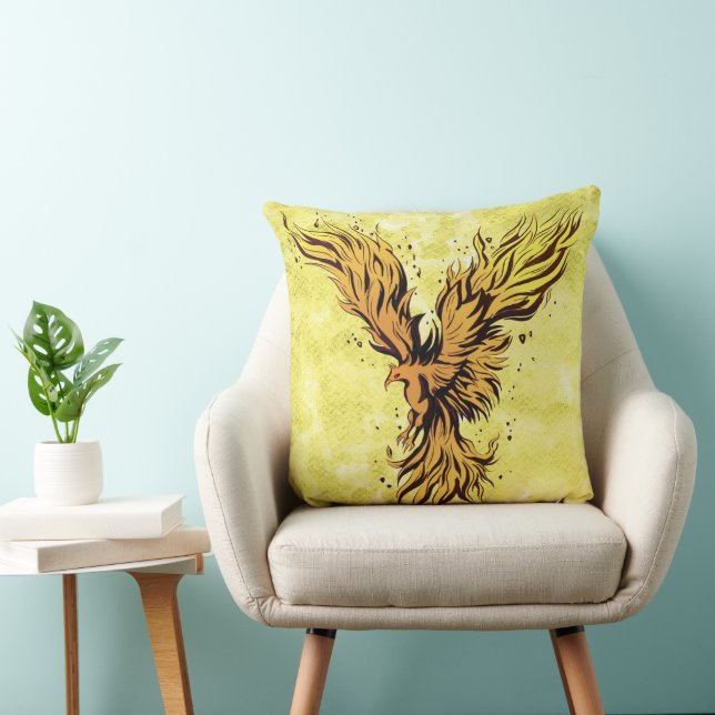 Coussin Graphique de l'oiseau phénix doré volant (Chaise)