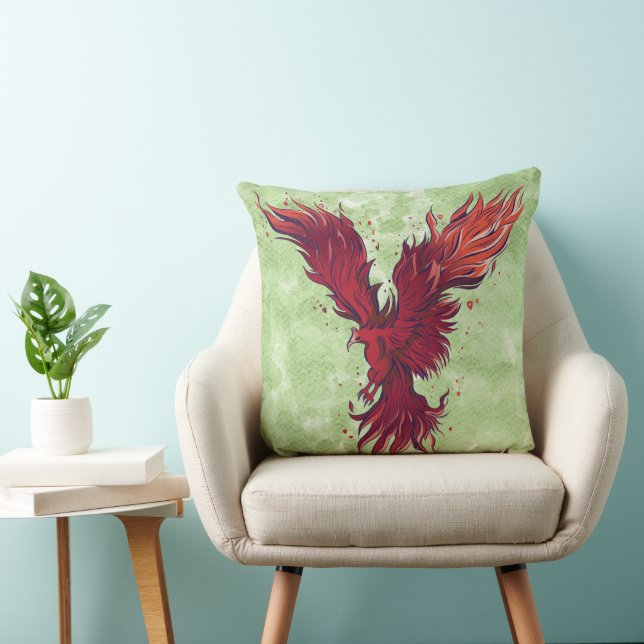 Coussin Graphique de l'oiseau phénix rouge volant (Chaise)