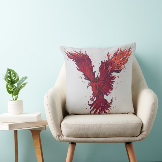 Coussin Graphique de l'oiseau phénix rouge volant (Chaise)