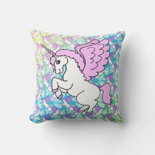 Coussin Graphique de l'Unicorne rose et blanc