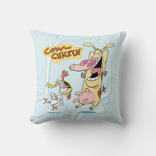 Coussin Graphique de rire de vache et de poulet