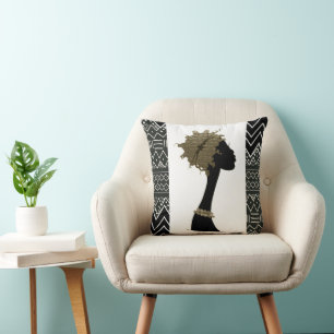 Coussin Graphique en bronze et noir