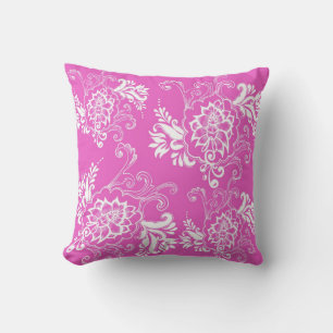 Coussin Graphique floral rose chaud