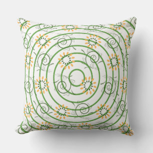 Coussin Graphique floral vert jaune