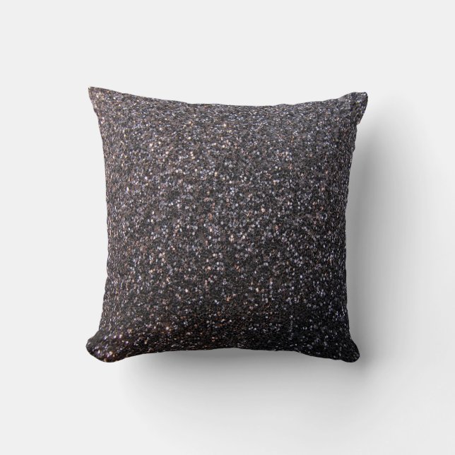Coussin Graphique noir de parties scintillantes de faux (Recto)