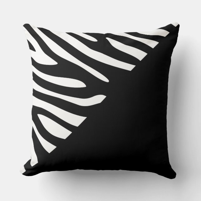 Coussin Graphique noir et blanc Zebra demi-Motif (Recto)