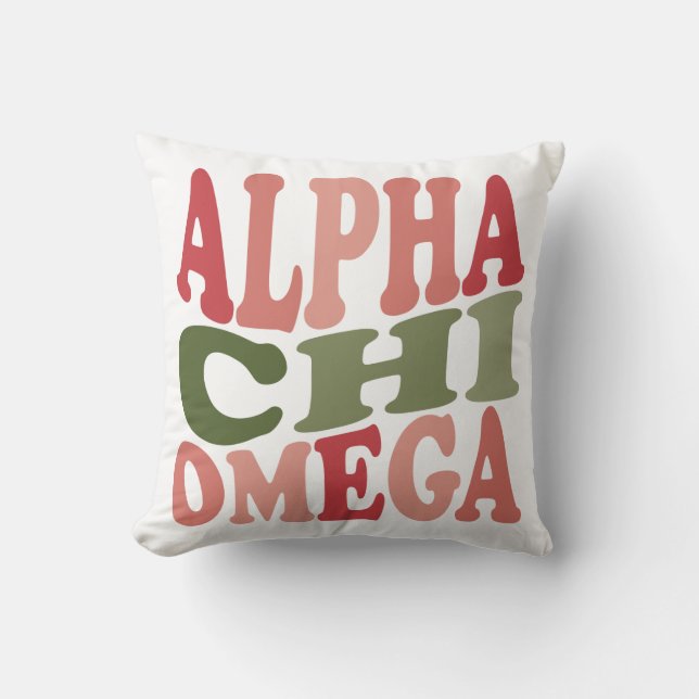 Coussin Graphique Rétro Empilé Groovy Alpha Chi Omega (Recto)