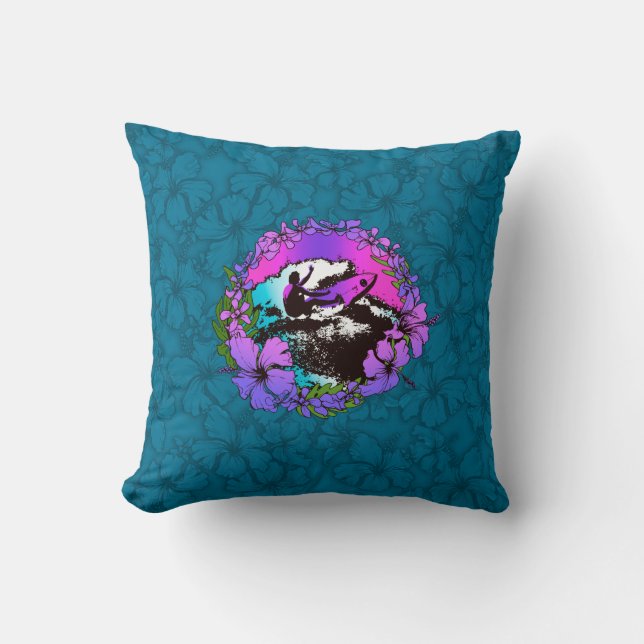 Coussin graphique rétro Groovy Hawaiian Surfer des (Recto)