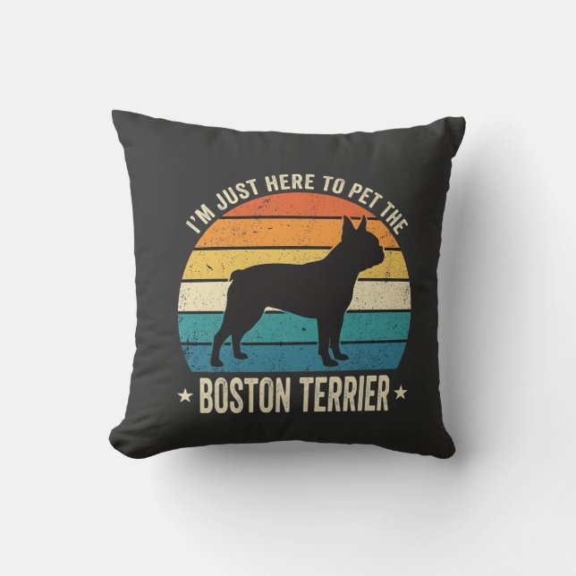 Coussin Graphique Rétro pour Amoureux de Boston Terrier_1 (Recto)