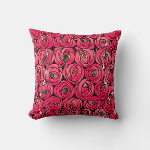 Coussin Graphique rose Art Nouveau Rennie Macintosh