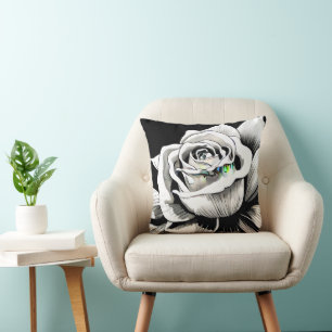 Coussin Graphique Rose unique noir et blanc