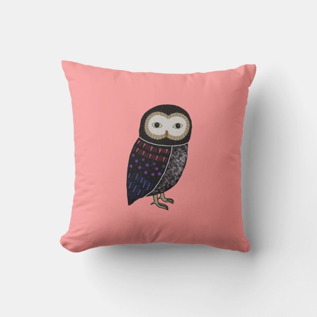 Coussin Graphique sauvage drôle mignon de hibou de région (Recto)