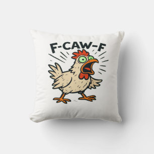Coussin Graphique vintage de poulet F-Caw-F