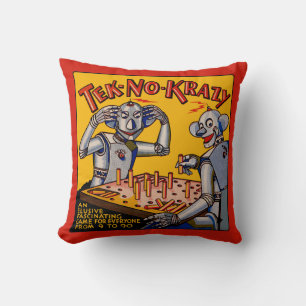 Coussin graphique vintage "Tek-no-Krazy"