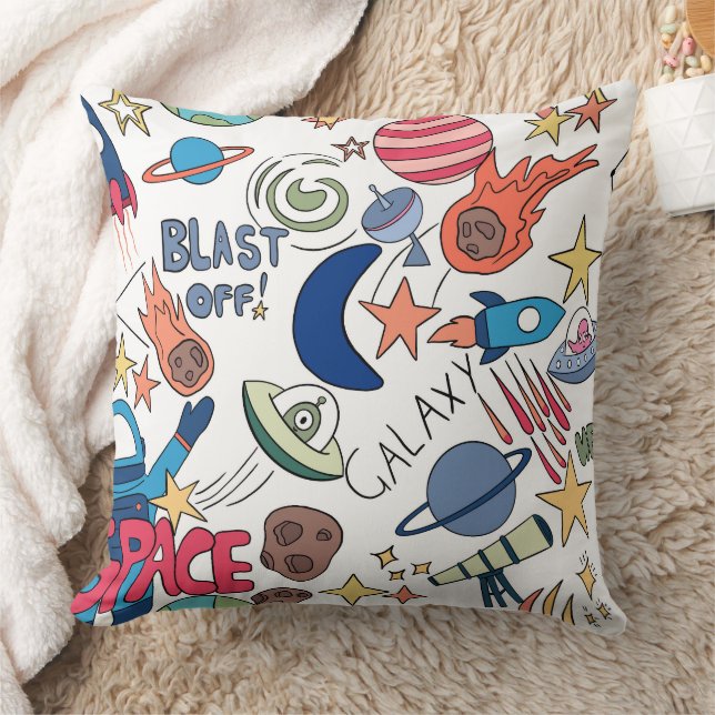 Coussin Graphiques De Doodle Thématiques Space Pour Enfant (Couverture)