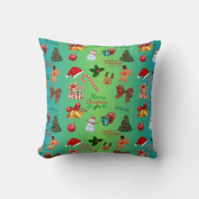 Coussin Graphiques de Noël festifs (Recto)