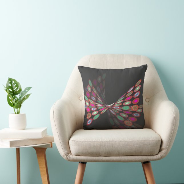 Coussin Graphisme d'art numérique papillon twist rose fuch (Chaise)