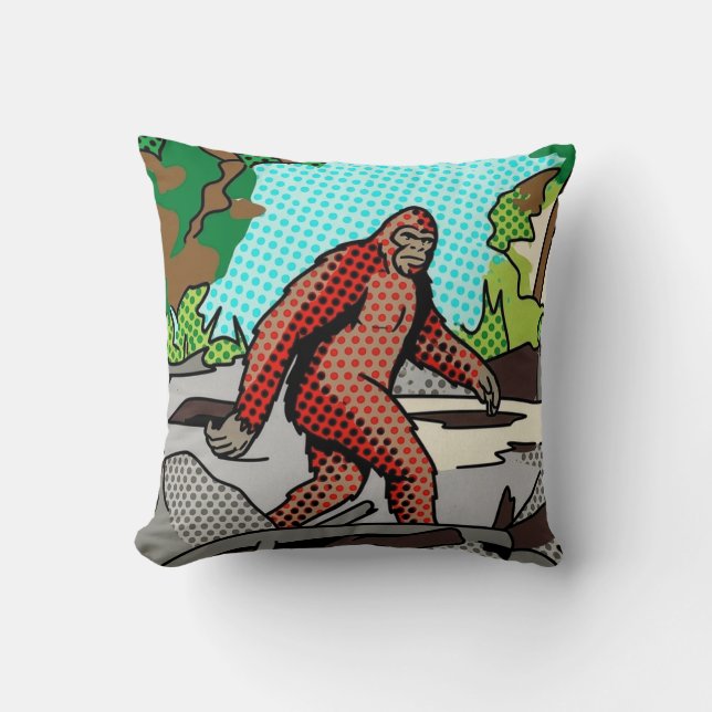Coussin Graphisme de bande dessinée de forêt de Sasquatch  (Recto)