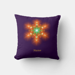 Coussin Graphisme de fleur à néon futuriste