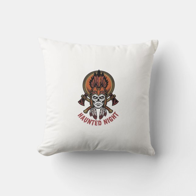 Coussin Graphisme de gravure de guerrier Halloween vintage (Recto)