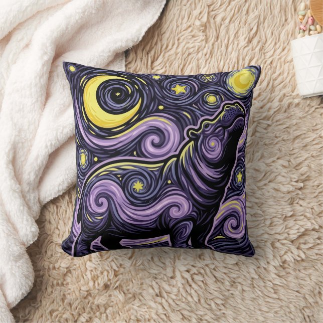 Coussin Graphisme de l'Hippopotame Artistique Tourbillonna (Couverture)