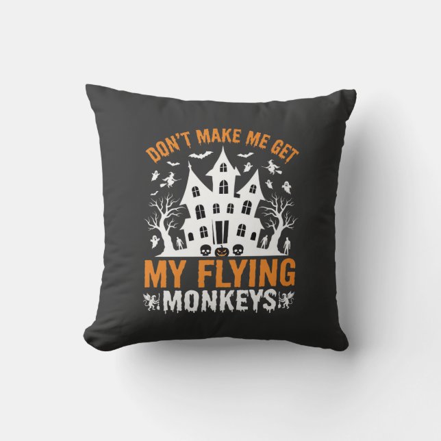 Coussin Graphisme de maison hantée avec des singes volants (Recto)