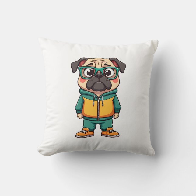 Coussin Graphisme de mode de rue de dessin animé de chien  (Recto)