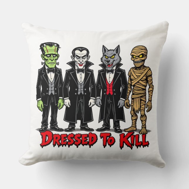 Coussin Graphisme de monstres de films classiques «Dressed (Recto)