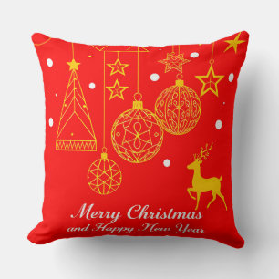 Coussin Graphisme de Noël Festif avec Ornements