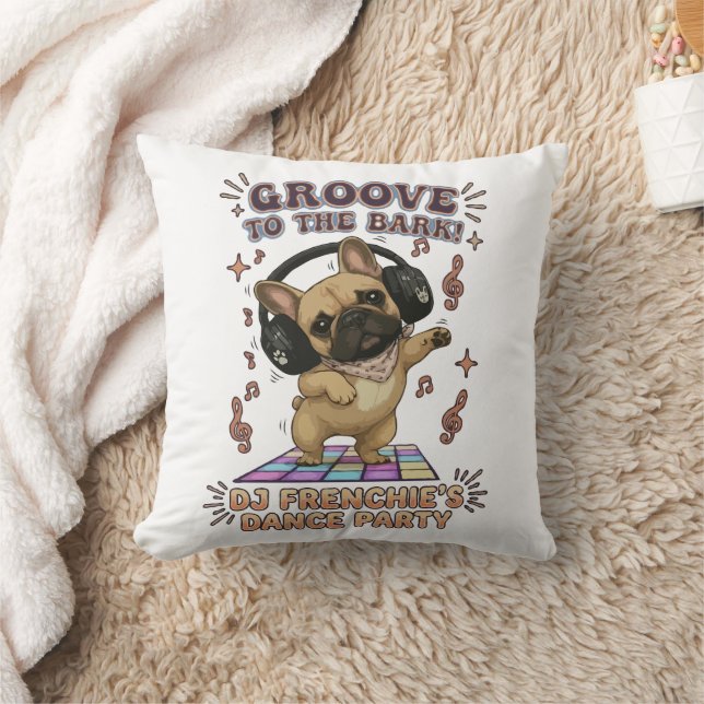 Coussin Graphisme de soirée dansante Retro DJ Frenchie (Couverture)
