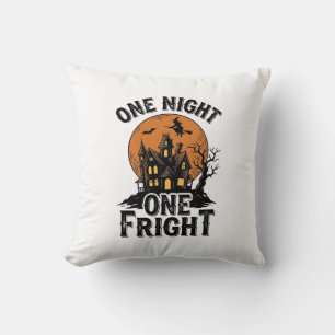 Coussin Graphisme de sorcière de lune de Halloween hanté v