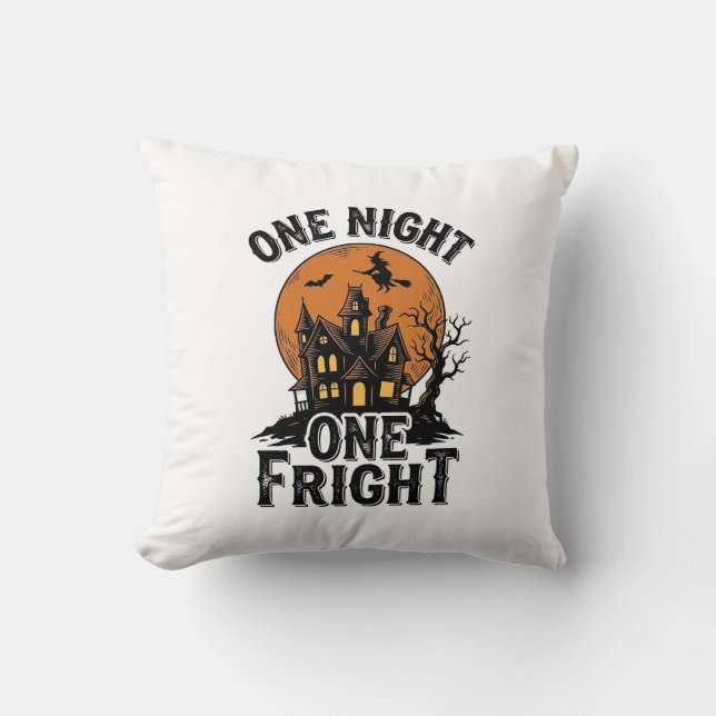 Coussin Graphisme de sorcière de lune de Halloween hanté v (Recto)