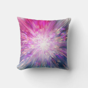 Coussin Graphisme énergique abstrait néon rose et bleu