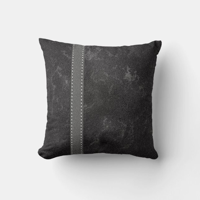 Coussin Graphisme gris noir Faux Design cuir et bracelet (Recto)