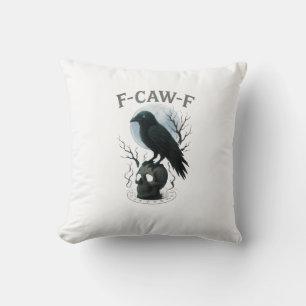 Coussin Graphisme Halloween crâne de corbeau corneille got