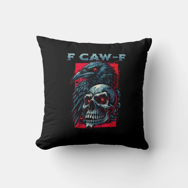 Coussin Graphisme humoristique corbeau F-Caw-F (Recto)