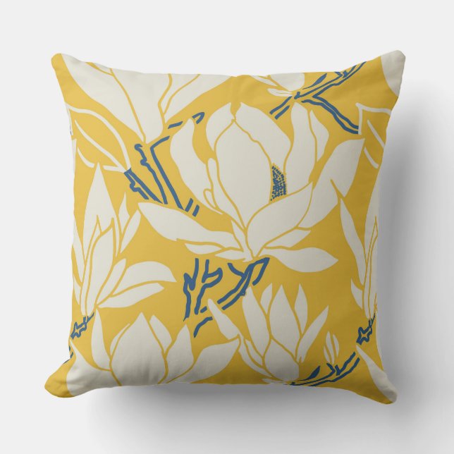 Coussin graphisme Magnolia à motif jaune (Recto)
