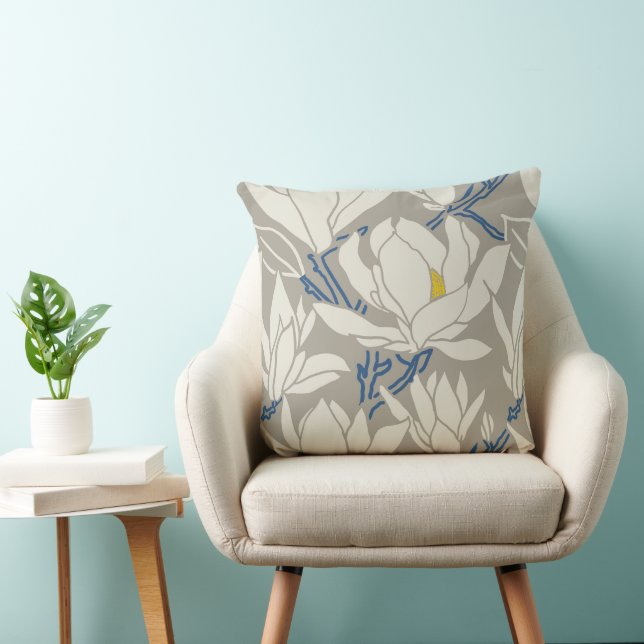 Coussin graphisme Magnolia en motif gris (Chaise)