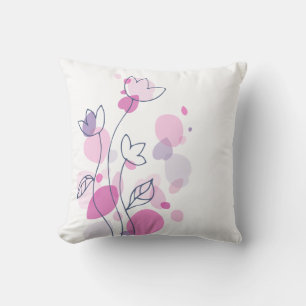 Coussin Graphisme moderne fleur pétale blanc marine rose c