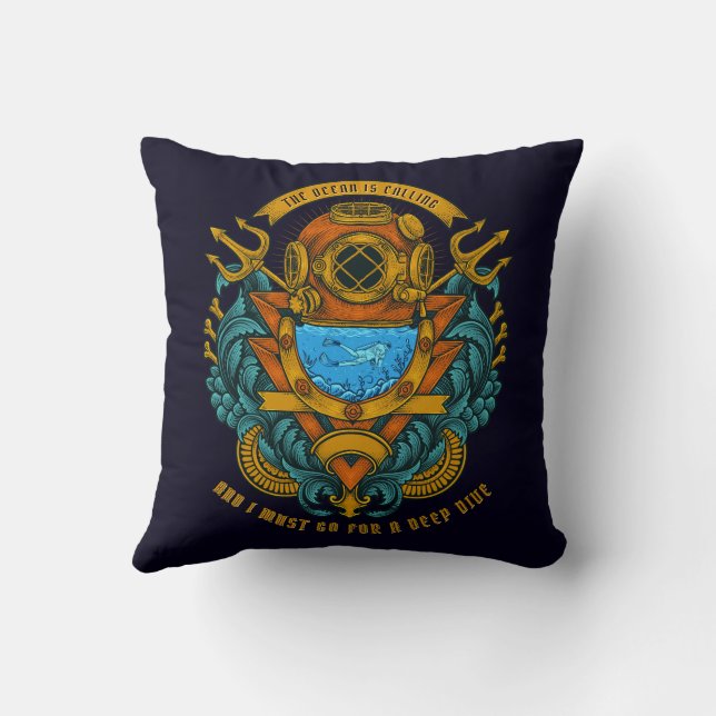 Coussin Graphisme personnalisé de plongée en haute mer et  (Verso)