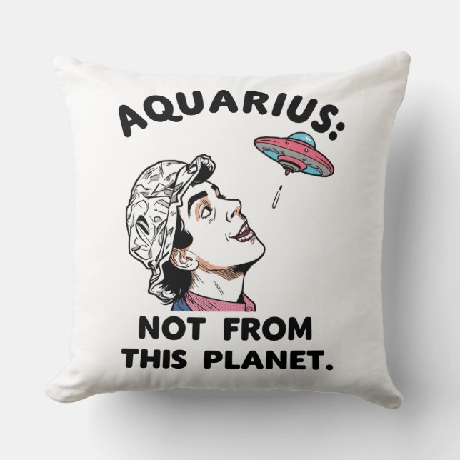 Coussin Graphisme Zodiaque Cosmique UFO Alien Verseau (Recto)