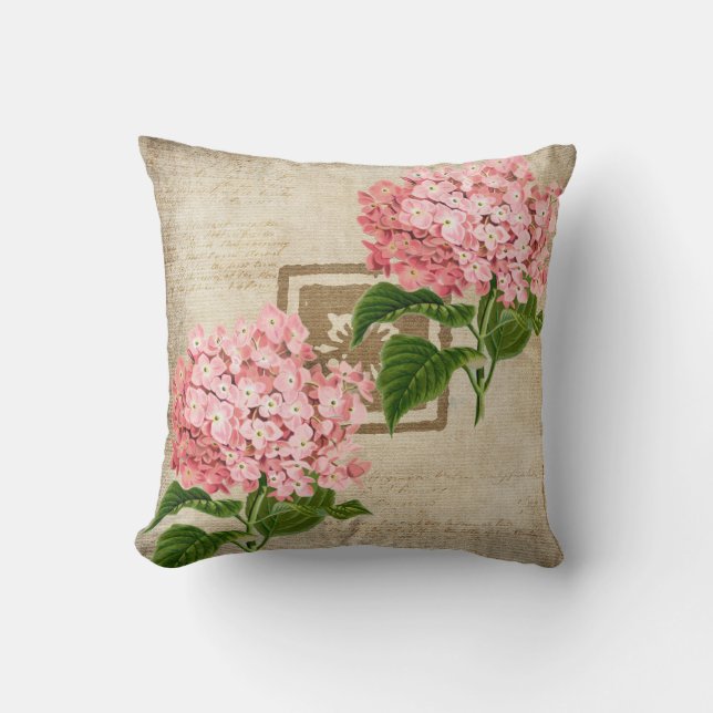 Coussin Grappes d'hortensia rose II (Recto)
