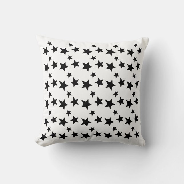 Coussin Gras Black Star Motif - Moderne Star sans couture (Recto)