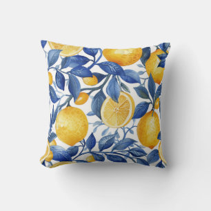 Coussin Gras Bleu Italien Positano Lemon